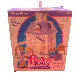 New Vintage Fisher Price Precious Places Silver Bells Wedding Chapel Playset